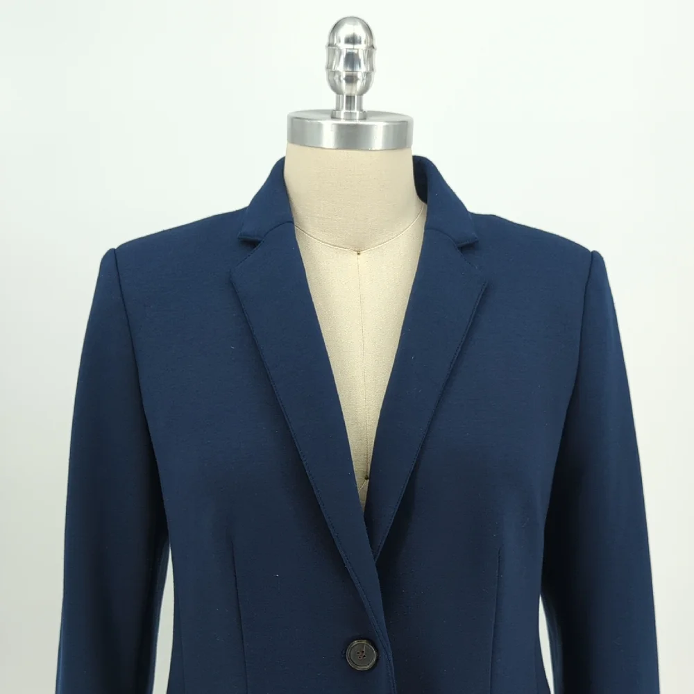 11453 Ann Taylor Ponte Knit Blazer Navy Blue size 8P preppy Business casual work - Picture 3 of 5